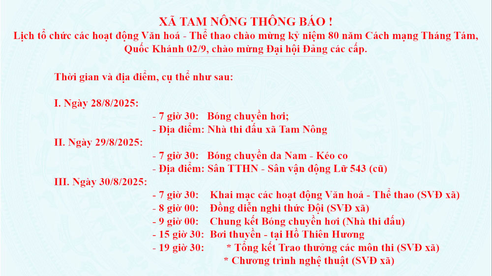 Tam Nông - Khởi tranh vòng chung kết các hoạt động thể thao chào mừng kỷ niệm 80 năm Quốc Khánh 02/9