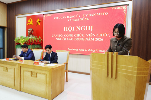 Đồng chí Lê Thị Việt Hà - ĐUV, Phó Ban Xây dựng Đảng phát biểu tại hội nghị