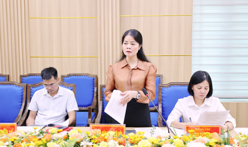 Phòng Văn hóa - Xã hội báo cáo tại hội nghị