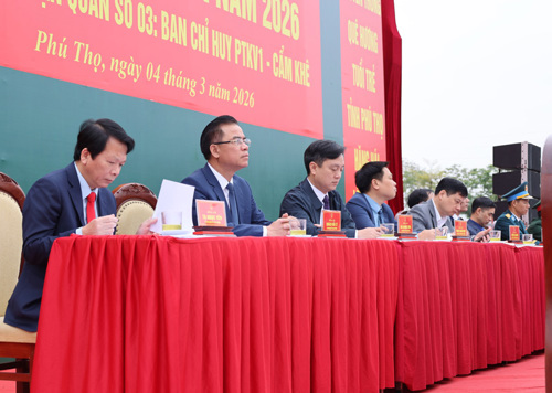 Đồng chí Quách Hải Lý - Bí thư Đảng ủy, Chủ tịch HĐND xã Tam Nông tham dự Lễ giao nhận quân năm 2026