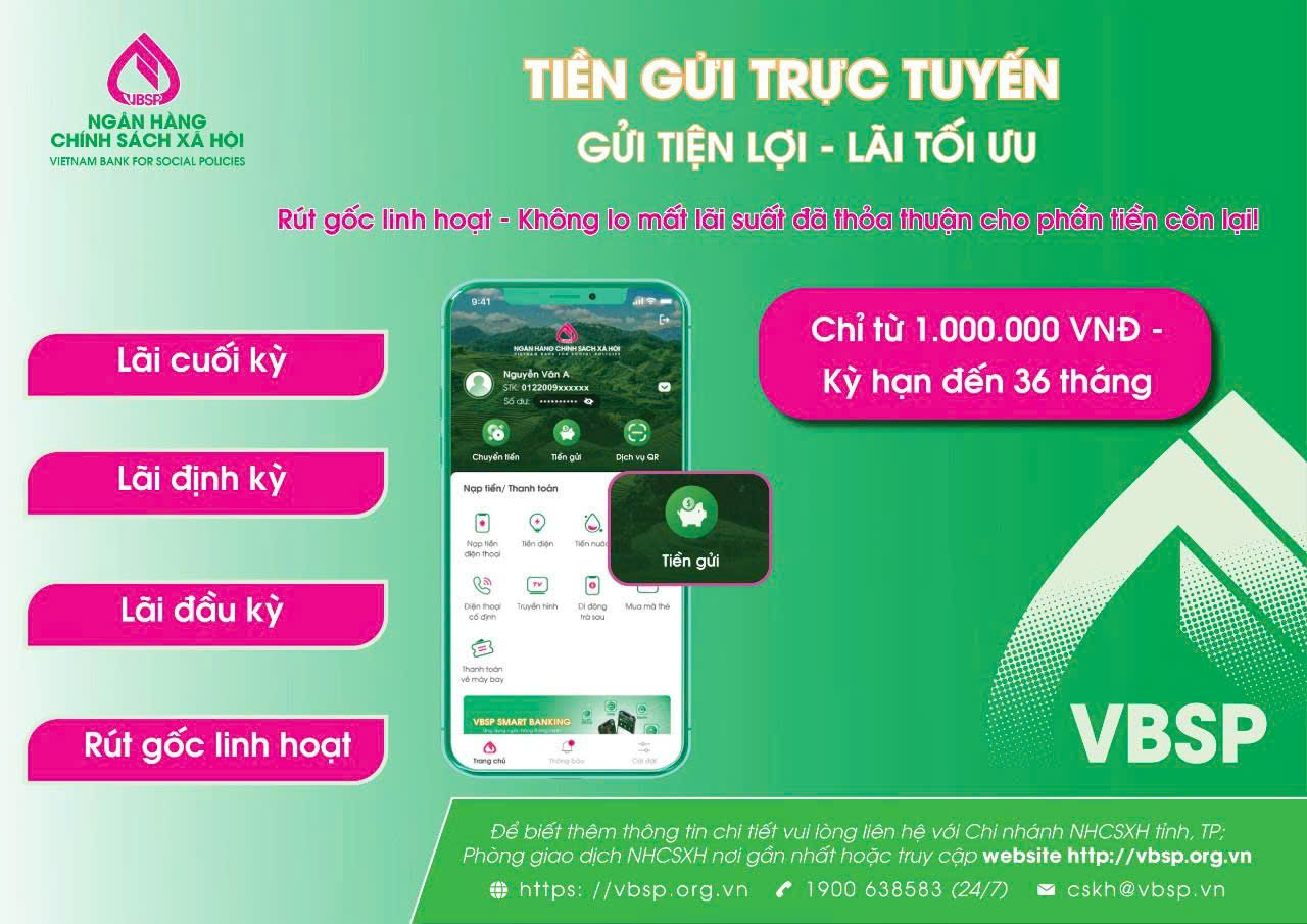GỬI TIỀN TRỰC TUYẾN NGÂN HÀNG CSXH  GỬI LINH HOẠT - SINH LÃI - AN TOÀN