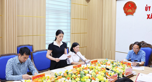 Lãnh đạo Phòng Văn hóa - xã hội báo cáo các nội dung tại hội nghị