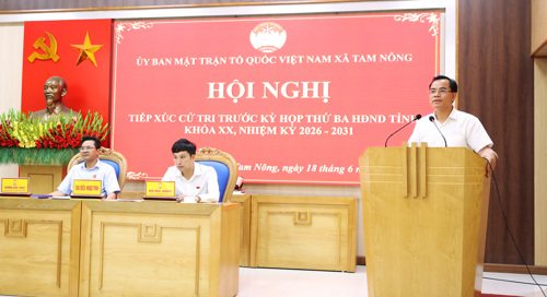 Ông Quách Hải Lý - Bí thư Đảng ủy, Chủ tịch HĐND xã Tam Nông đã tiếp thu và giải trình 01 ý kiến thuộc thẩm quyền của xã được cử tri đồng tình cao.