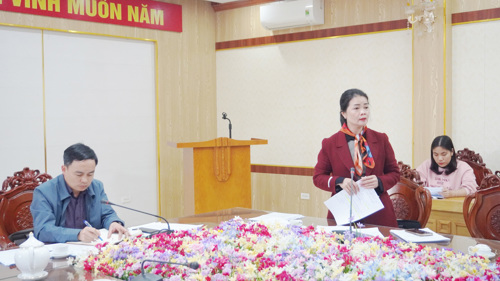 Đồng chí Lê Thị Thanh Tâm - ĐUV, Trưởng phòng Văn hóa - Xã hội phát biểu ý kiến