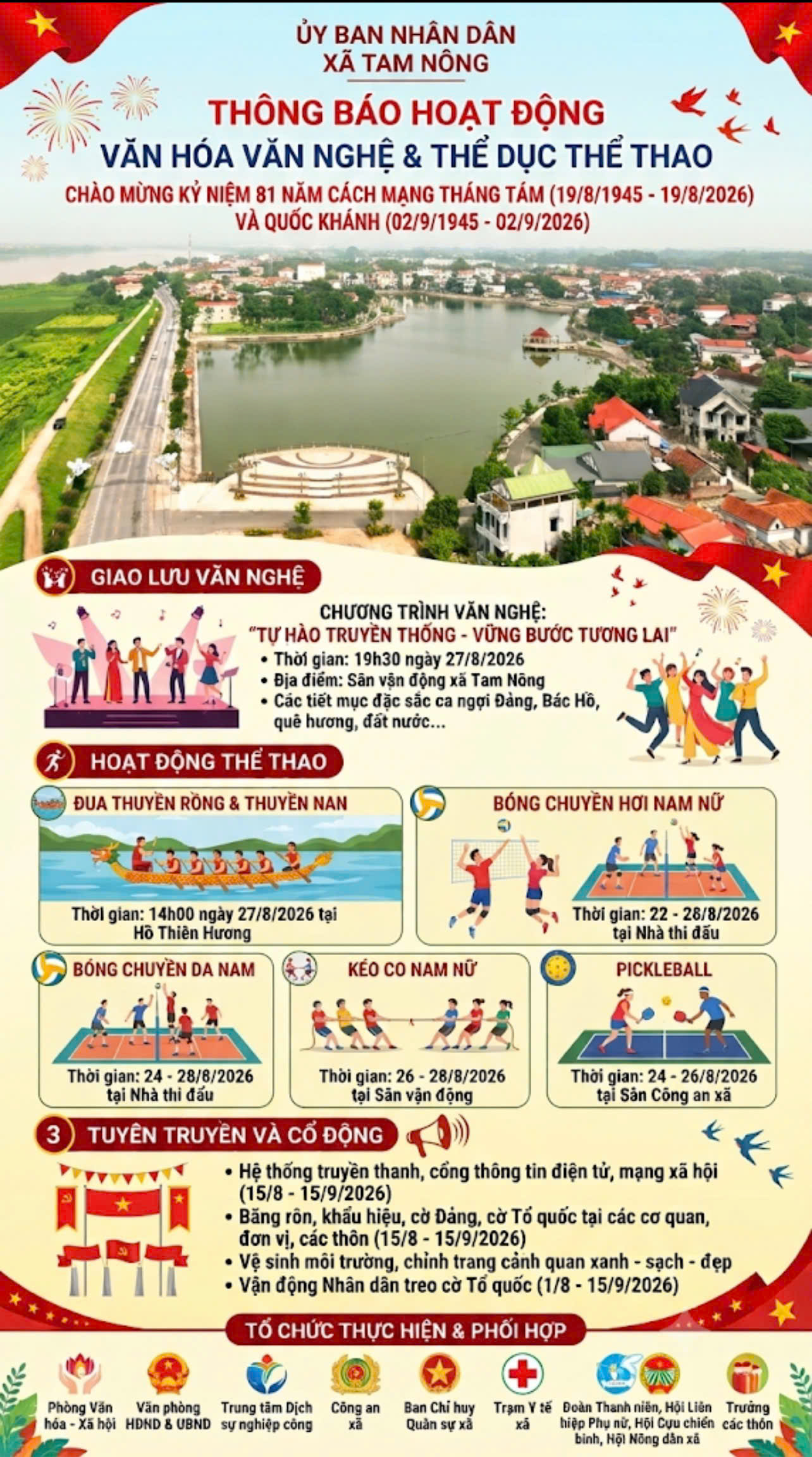 UBND xã Tam Nông xây dựng Kế hoạch tổ chức các hoạt động chào mừng kỷ niệm Quốc Khánh 2/9