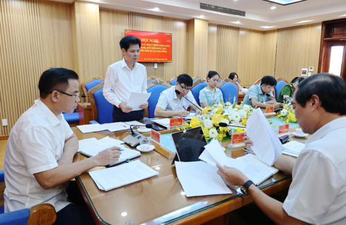 Đồng chí Nguyễn Tuấn Ngọc - Phó Bí thư Thường trực Đảng ủy xã phát biểu tại hội nghị