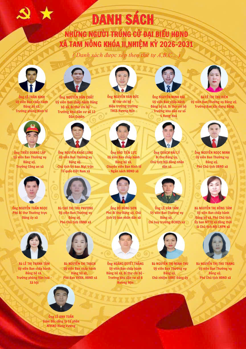 NGHỊ QUYẾT CỦA UBBC XÃ TAM NÔNG CÔNG BỐ KẾT QUẢ BẦU CỬ ĐẠI BIỂU HĐND XÃ KHÓA II NHIỆM KỲ 2026-2031