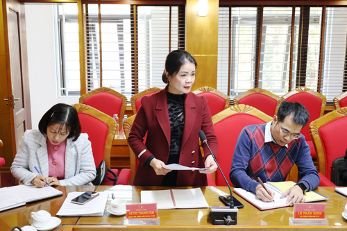 Đồng chí Lê Thị Thanh Tâm - ĐUV, Trưởng phòng Văn hoá - xã hội phát biểu