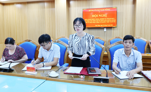 Đồng chí Lê Thị Việt Hà - ĐUV, Phó Trưởng Ban Xây dựng Đảng phát biểu tại hội nghị