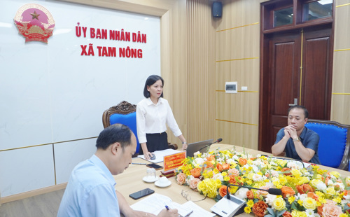 Đồng chí Cao Thị Thu Phương : Ủy viên BTV Đảng ủy, Phó Chủ tịch UBND xã kết luận hội nghị