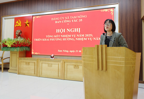 Đồng chí Lê Thị Việt Hà - ĐUV, Phó Trưởng Ban Xây dựng Đảng phát biểu tại hội nghị