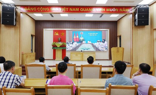 Toàn cảnh hội nghị tại điểm cầu xã Tam Nông