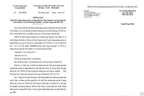 Thông báo mất giấy tờ