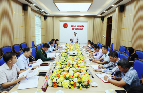 Đồng chí Đỗ Hùng Sơn - Phó Bí thư Đảng ủy, Chủ tịch UBND xã phát biểu chỉ đạo tại hội nghị