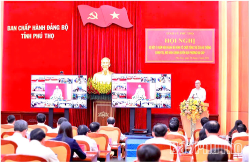 Toàn cảnh hội nghị tại điểm cầu Tỉnh Phú Thọ