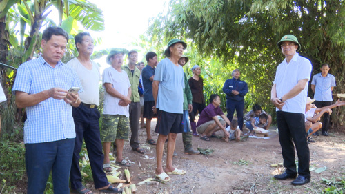 Đồng chí Quách Hải Lý - Bí thư Đảng ủy, Chủ tịch HĐND xã chỉ đạo tại hiện trường
