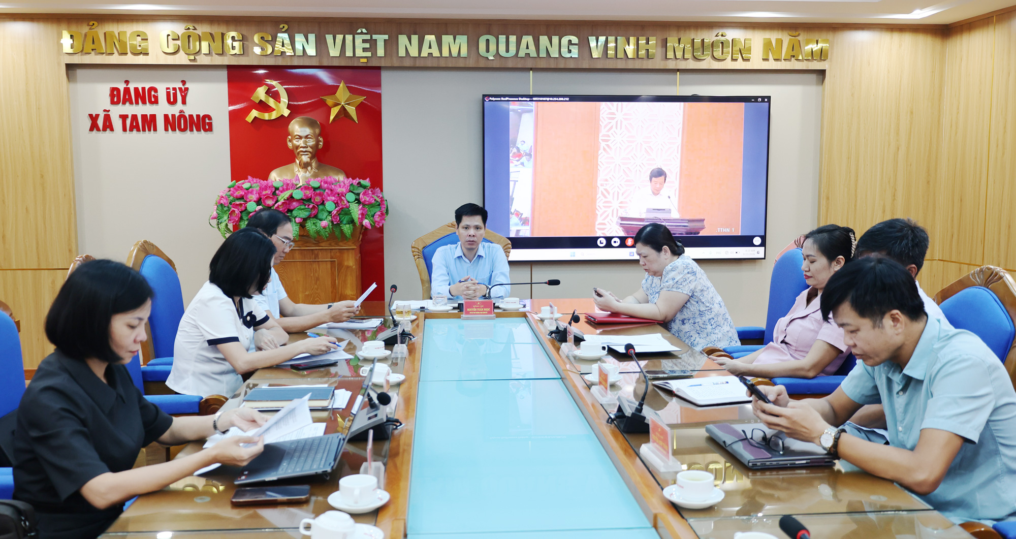 Xã Tam Nông tham dự hội nghị trực tuyến tập huấn nghiệp vụ công tác phòng, chống tham nhũng, lãng phí, tiêu cực năm 2026.
