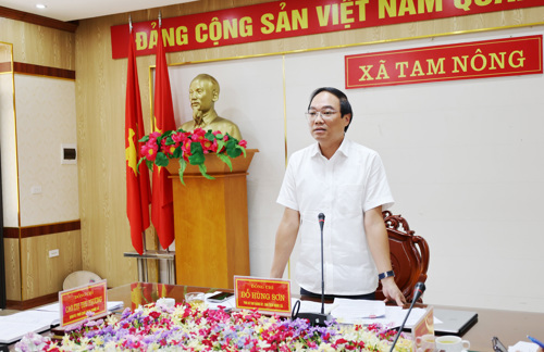 Đồng chí Đỗ Hùng Sơn - Phó Bí thư Đảng ủy, Chủ tịch UBND xã chủ trì phát biểu chỉ đạo