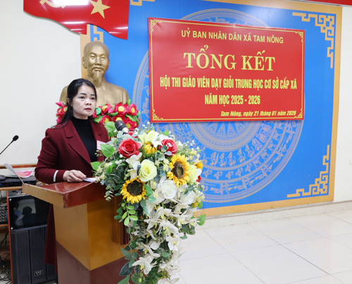 Đồng chí Lê Thị Thanh Tâm - ĐUV, Trưởng phòng Văn hóa - Xã hội phát biểu tổng kết hội thi