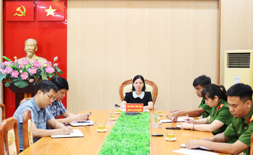 Đồng chí Cao Thị Thu Phương - UVBTV, Phó Chủ tịch UBND xã chủ trì tại điểm cầu xã Tam Nông