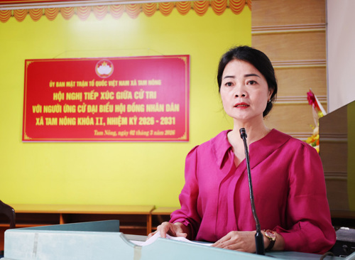 Bà Lê Thị Thanh Tâm - ĐUV, Trưởng phòng VH-XH ứng cử viên trình bàu chương trình hành động