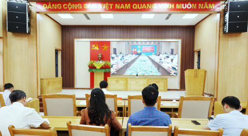 Toàn cảnh hội nghị tại điểm cầu xã Tam Nông
