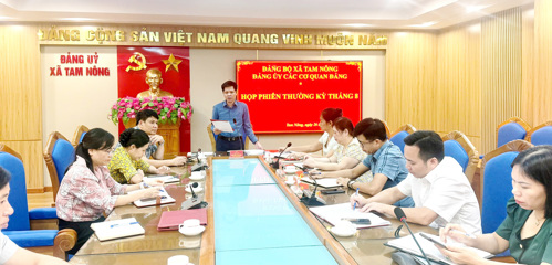 Đồng chí Nguyễn Tuấn Ngọc - Phó Bí thư Thường trực Đảng ủy, Bí thư Đảng uỷ các cơ quan Đảng chủ trì hội nghị.