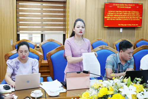 Thành viên Đoàn giám sát trao đổi cùng BTV Đảng ủy xã Tam Nông